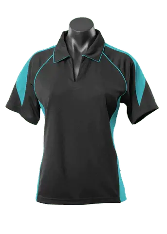 Aussie Pacific Premier Ladies Polo Shirt 2301 Casual Wear Aussie Pacific Black/Teal 8